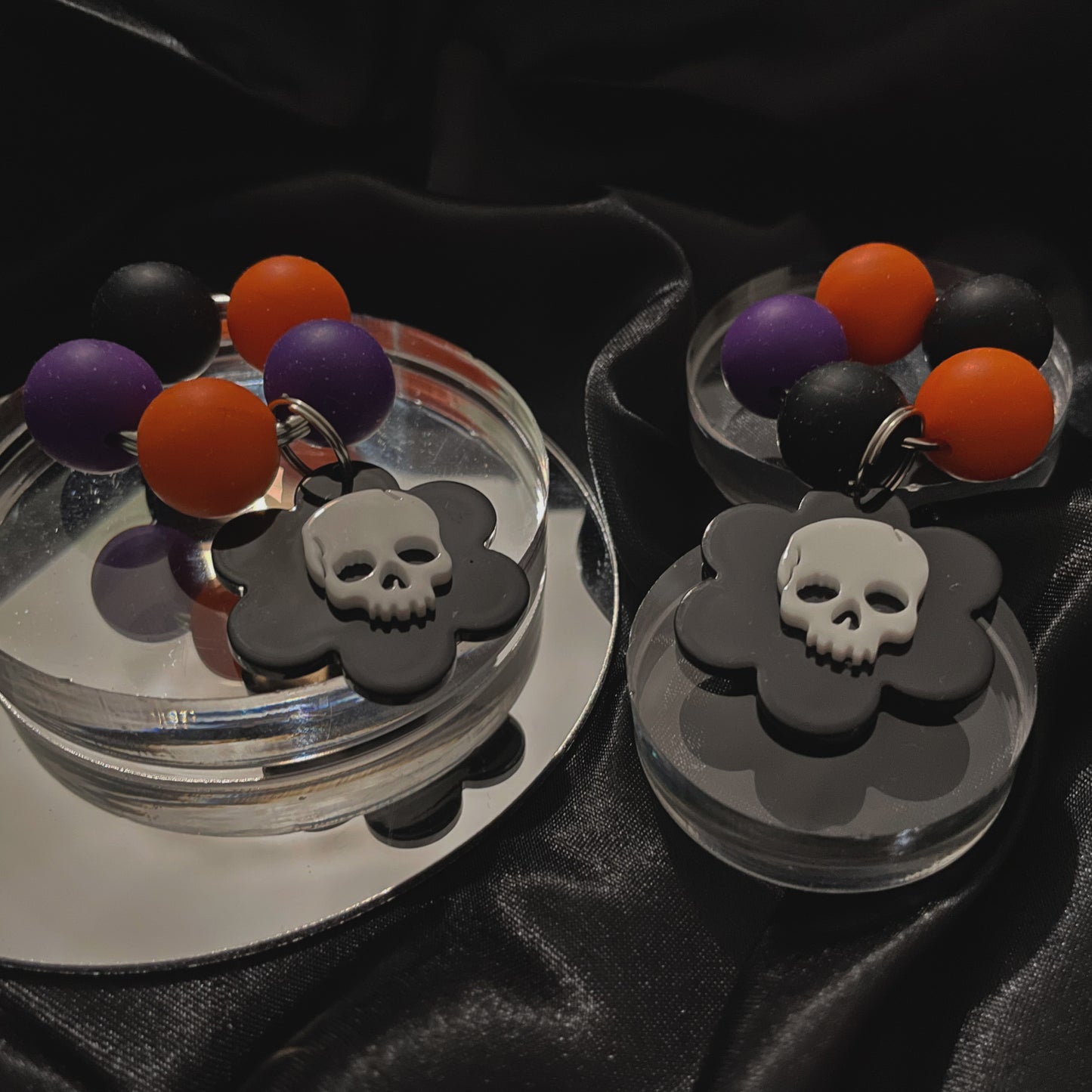 Silicone Flower Skull Fidget Ring