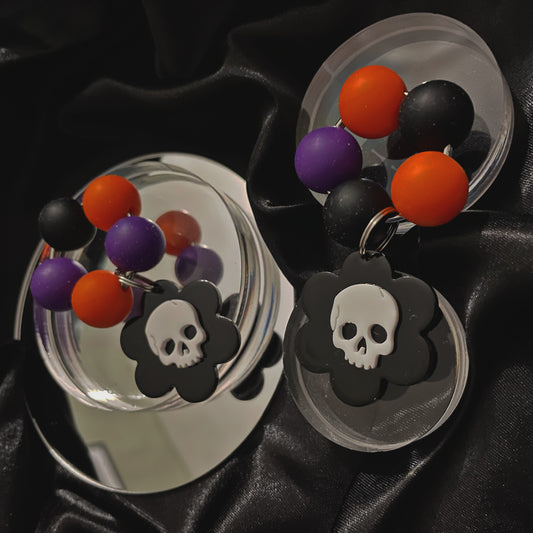 Silicone Flower Skull Fidget Ring