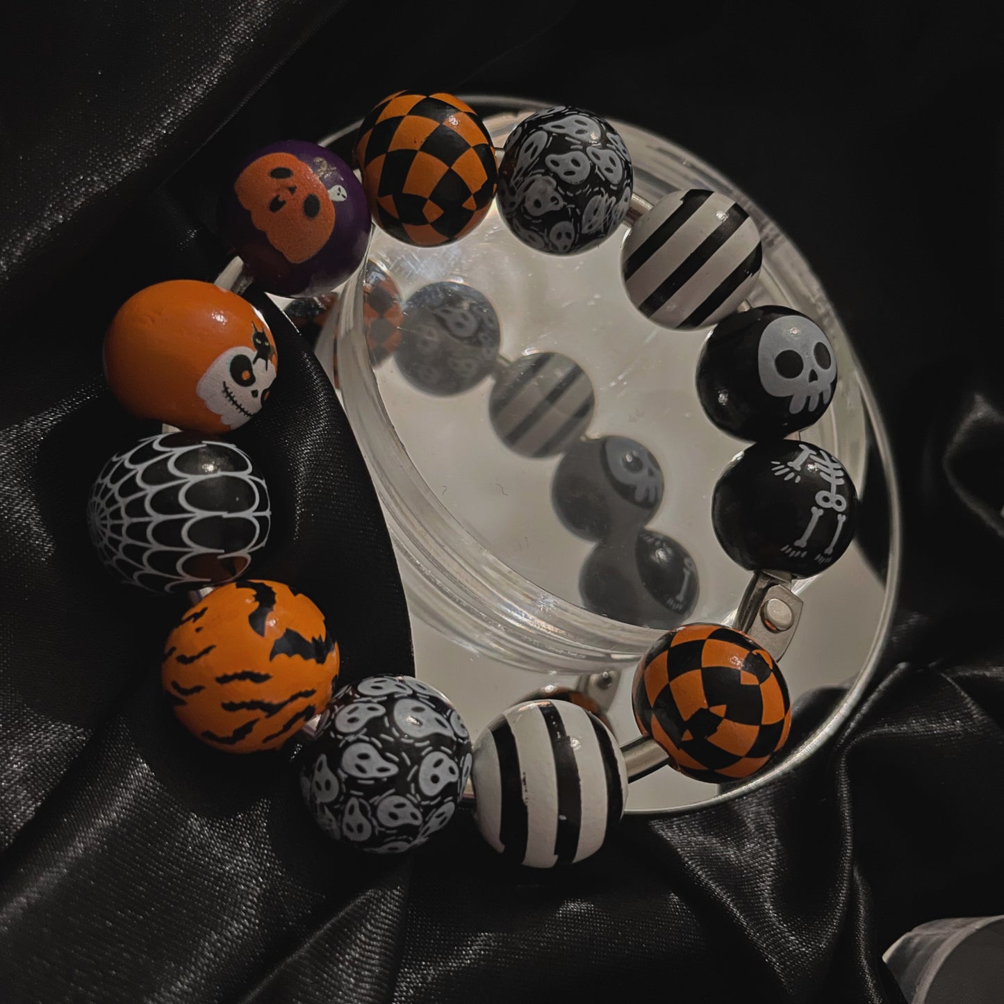 Giant Spooky Halloween Fidget Ring (Wooden Beads)